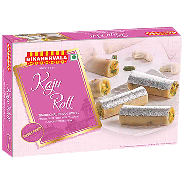 Buy Bikanervala Kaju Roll Traditional Indian Sweets, Freshly Packed