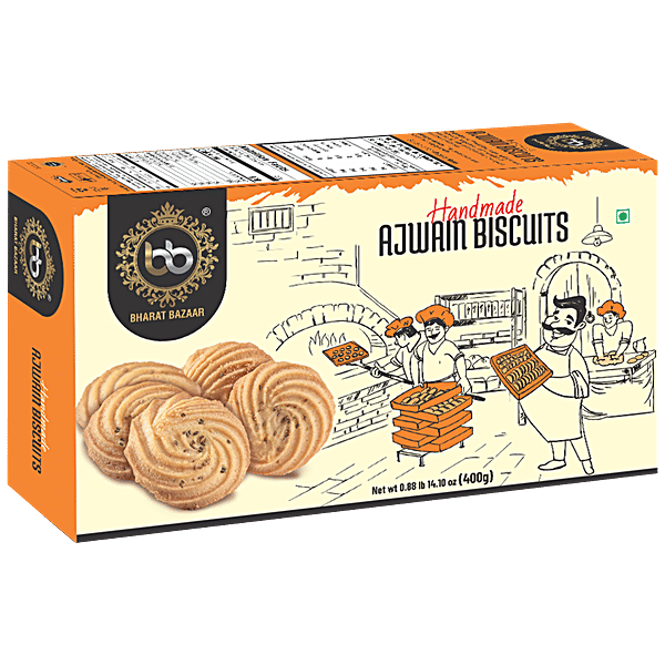 Buy Bharat Bazaar Ajwain Biscuit Handmade, Instant Energy, Rich In