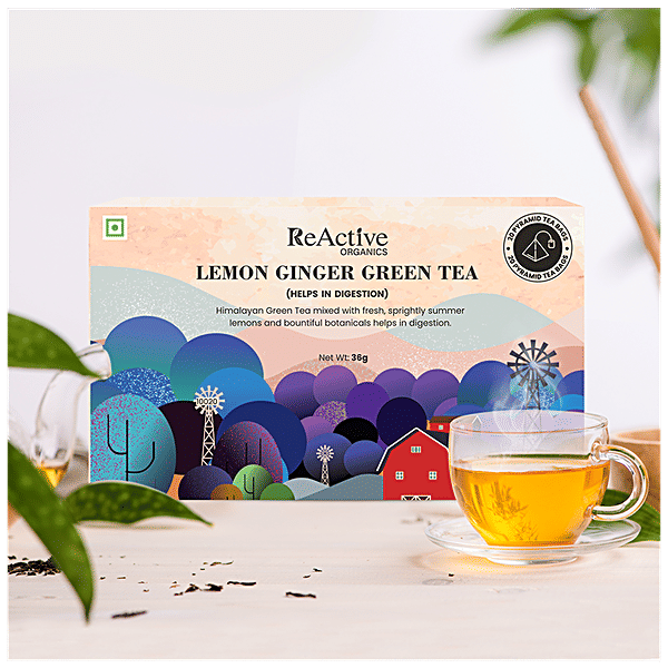 Buy ReActive Organics Lemon Ginger Green Tea Helps In Digestion