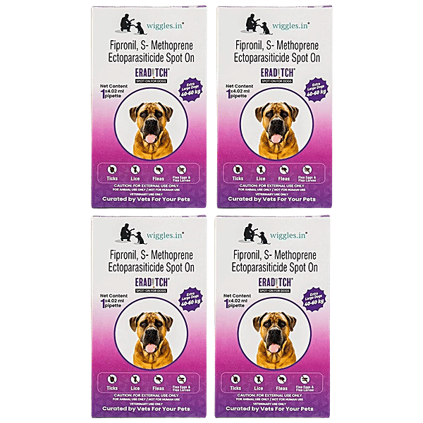 Buy Wiggles.in Eraditch Spot On For Dogs Fleas Ticks Remover Treatment