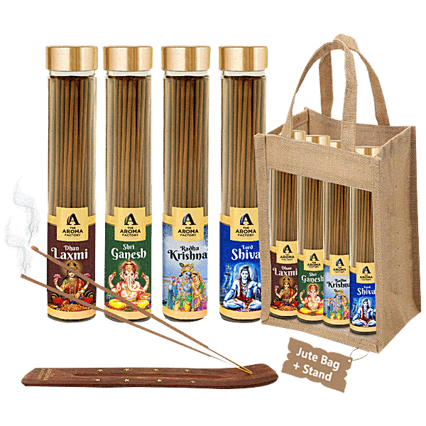 Buy The Aroma Factory Incense Sticks/Agarbatti With Jute Bag & Stand, Laxmi, Ganesh, Krishna