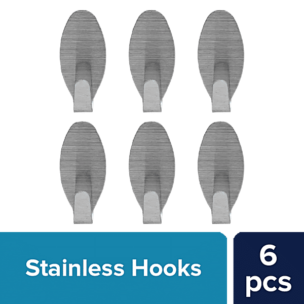 Buy bb home Stainless Steel Oval Adhesive Hook Set Strong Grip, Max