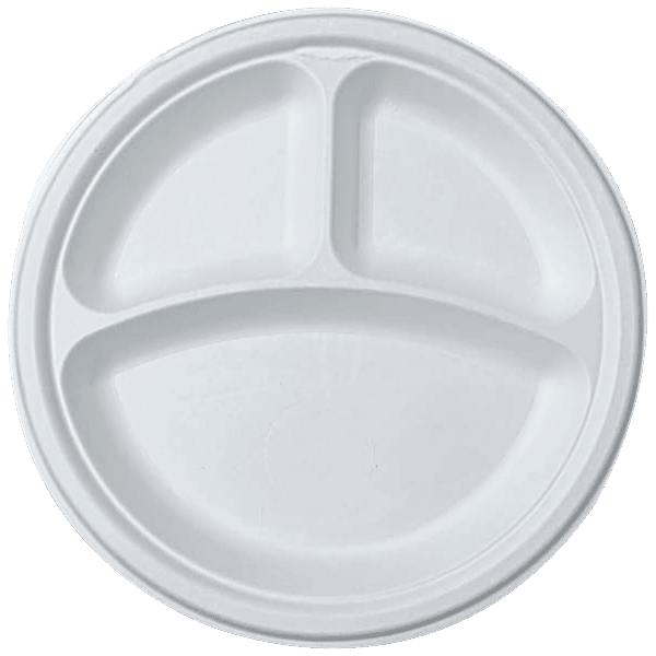 Buy Brodees Disposable Round Plate 9'' Diameter, White, 3