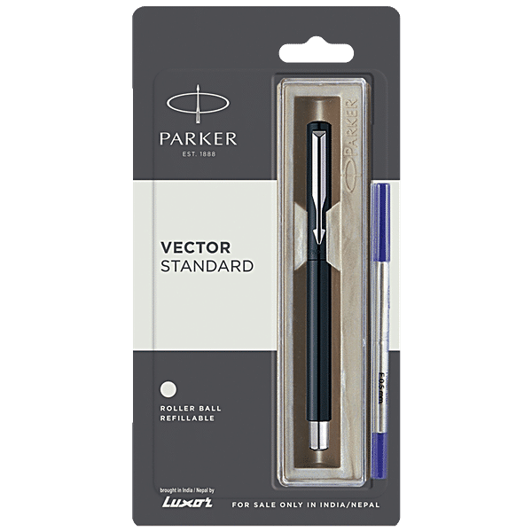 Buy Parker Roller Ball Pen - Chrome Trim, Blue, Vector Standard, Writes  Smoothly Online at Best Price of Rs 370 - bigbasket