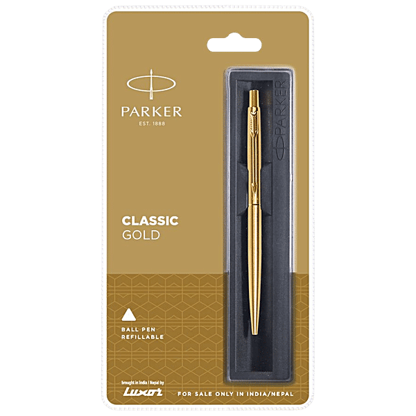 Buy Parker Ball Pen Refillable Blue, Stainless Steel, Classic Gold