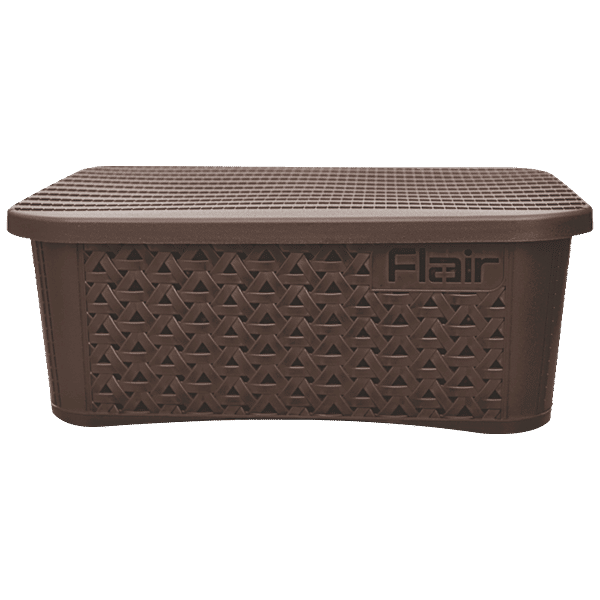 Buy Flair Plastics Utility Basket With Lid, Durable, Medium, Brown Online at Best Price of Rs