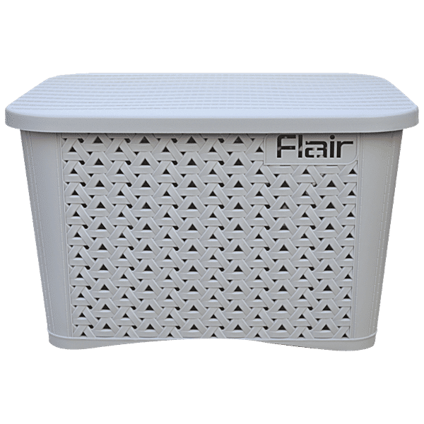 Buy Flair Plastics Utility Basket With Lid, Durable, Large, Grey