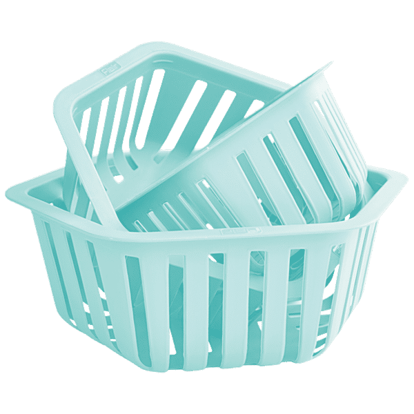 Buy Flair Plastics Hexon Basket Big, Medium & Small Size, Blue Online