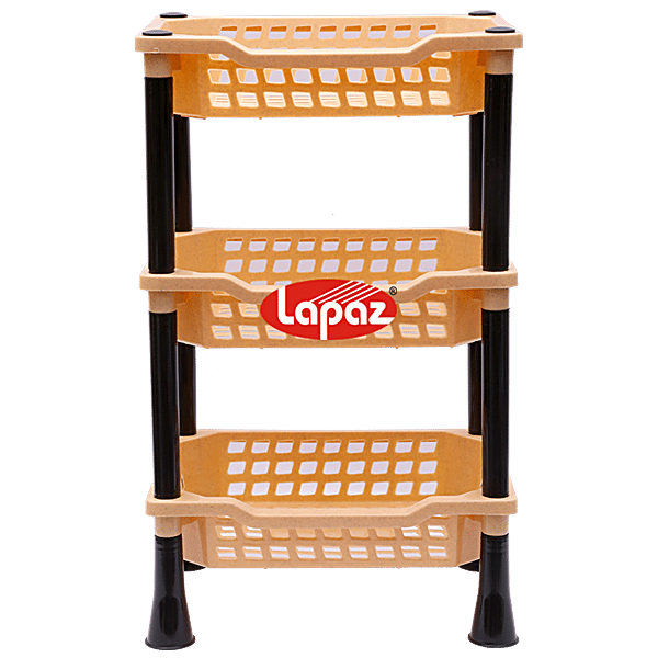 Buy Lapaz Rack Smart Kitchen Stand 3 Tier, Light Brown, Multipurpose Use, Portable Online at