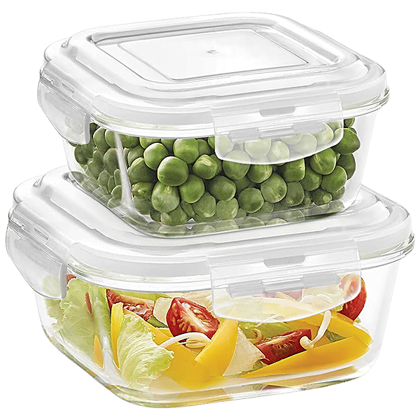 Buy Borosil KlipNStore Glass Storage Containers With Airtight Lids Microwave Safe, Clear