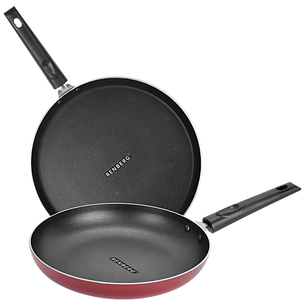 Buy Renberg Orchid NonStick Cookware Set Tawa & Fry Pan, Food Safe, Red Online at Best Price