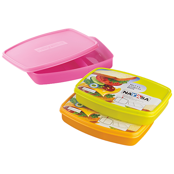 Buy Nayasa Witty Plastic Lunch Box For Kids School, Office, Tiffin Box, Dabba, Multicolour