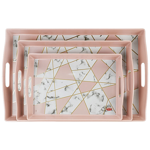 Buy Nayasa Boxy Plastic Rectangular Tray Set Small, Medium, Big