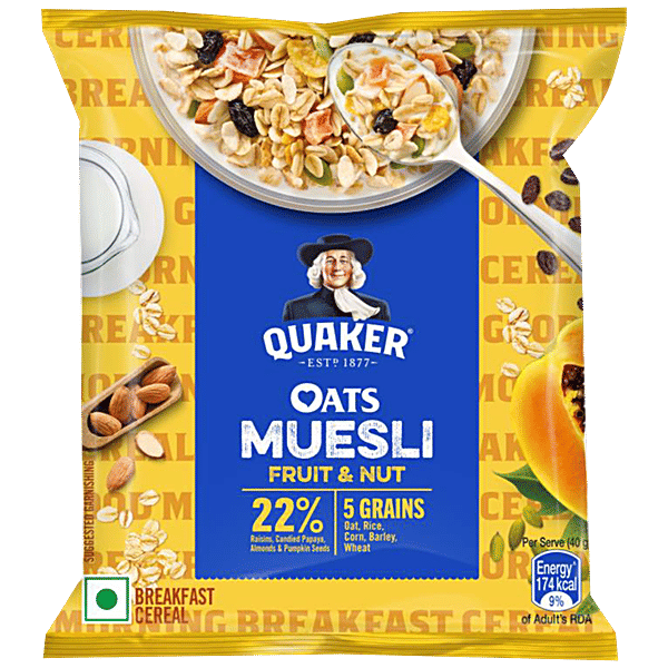 Buy Quaker Oats Muesli Fruit & Nut Flavour, Breakfast Cereal Online