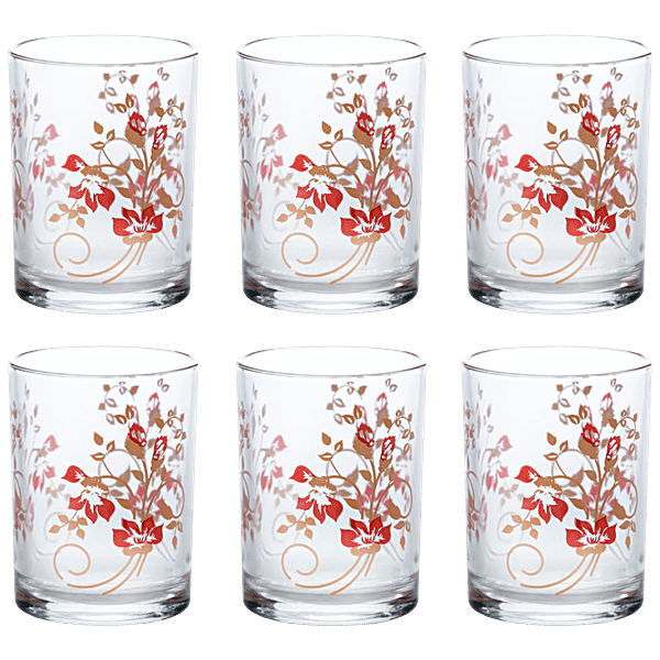 Buy Yera Glass Tumbler Straight, Square, Printed Design Online at