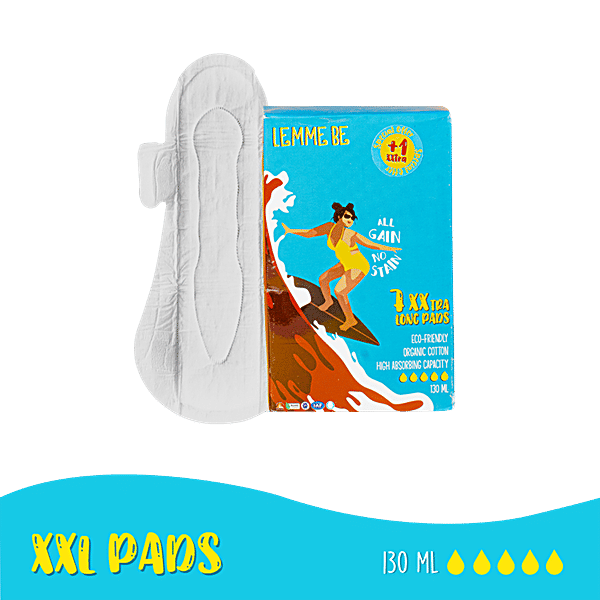 Buy Lemme Be Sanitary Pads XXL, Rash Free, 100 Organic Biodegradable Pads, For Heavy Flow