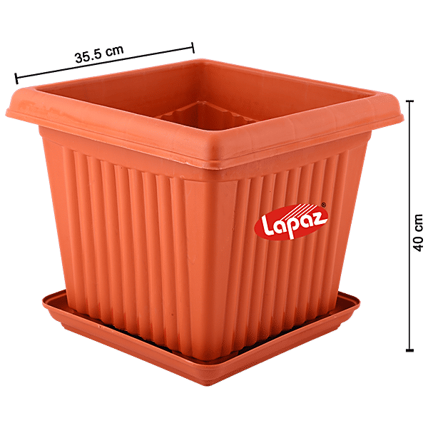 Buy Janata Planter With Tray No.14, Square, Plastic, For Indoor