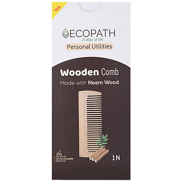 Buy ECOPATH Wooden Comb Made With Neem Wood, Eco Friendly Online at