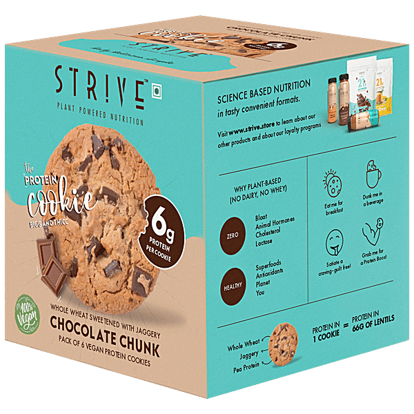 Buy STRIVE Protein Cookies Chocolate Chunk, Vegan, PlantBased, Dairy Free Online at Best