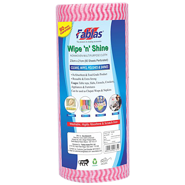 Buy Fablas Wipe N Shine Kitchen Roll Sheets NonWoven Multipurpose