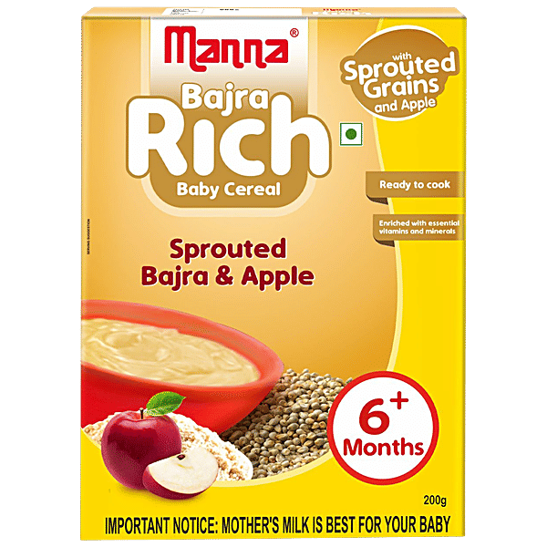 Buy Manna Baby Cereal Sprouted Bajra & Apple, Ready To Cook, 6