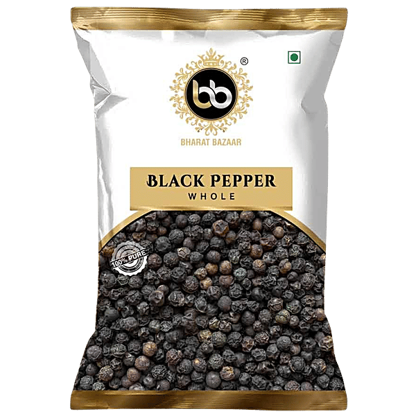 Buy Bharat Bazaar Black Pepper Whole 100 Pure, No Added Colours