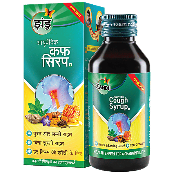 Buy ZANDU Ayurvedic Cough Syrup Strong, NonDrowsy, Helps Relief From