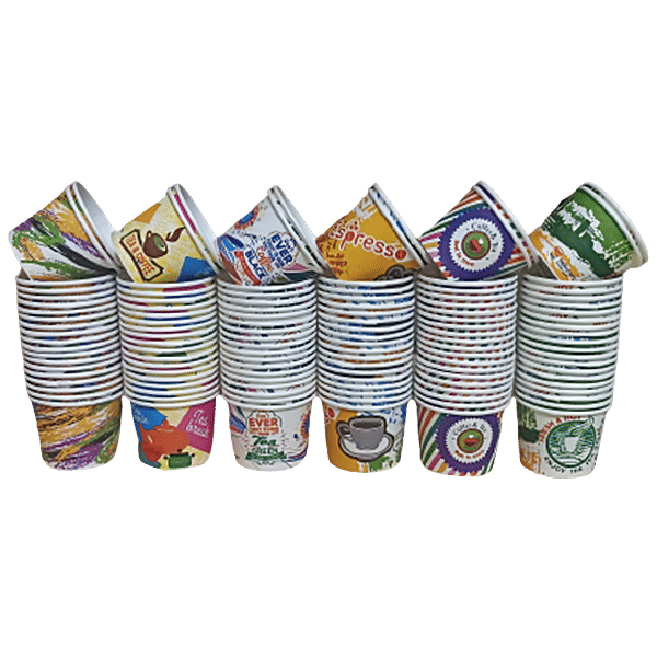 Buy Paricott Paper Cup Mix Design, Assorted Colour, Ecofriendly