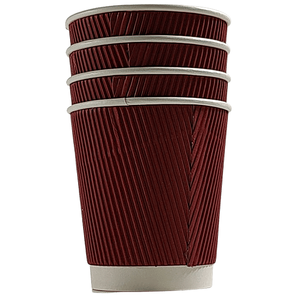 Buy Paricott Paper Cup Rippled, Maroon, Ecofriendly, Biodegradable