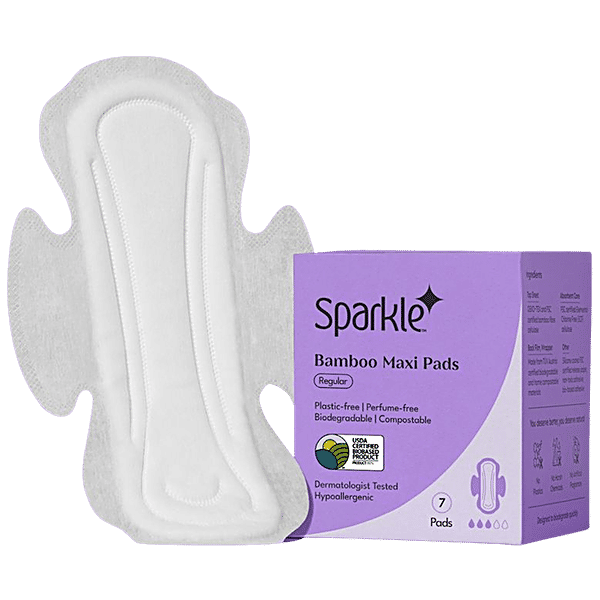 Buy Sparkle Bamboo Maxi Sanitary Pads Regular, Dermatologically Tested Online at Best Price of