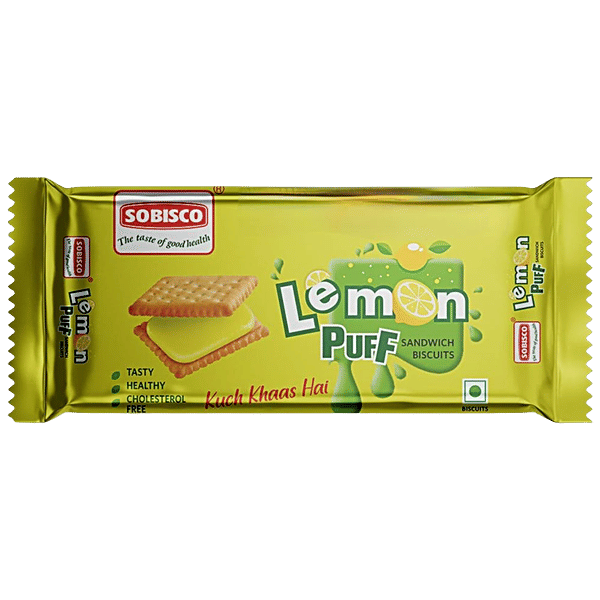 Buy Sobisco Lemon Puff Sandwich Cream Biscuits Cholesterol Free