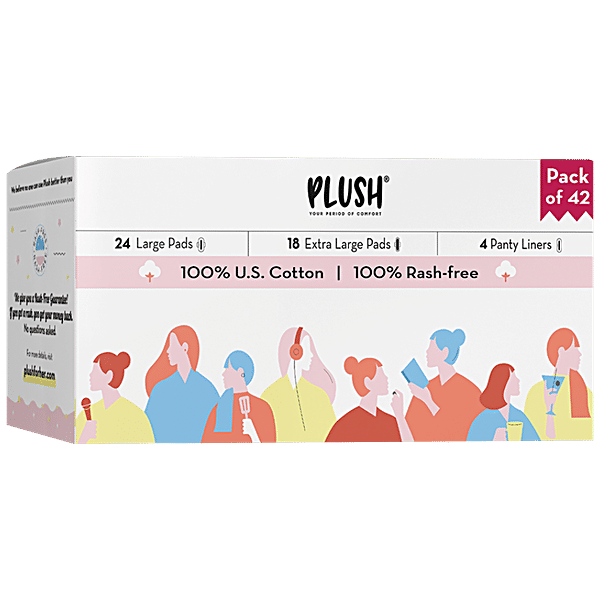 Buy Plush Ultra Thin Sanitary Pads 100 U.S Cotton, Rash Free Online