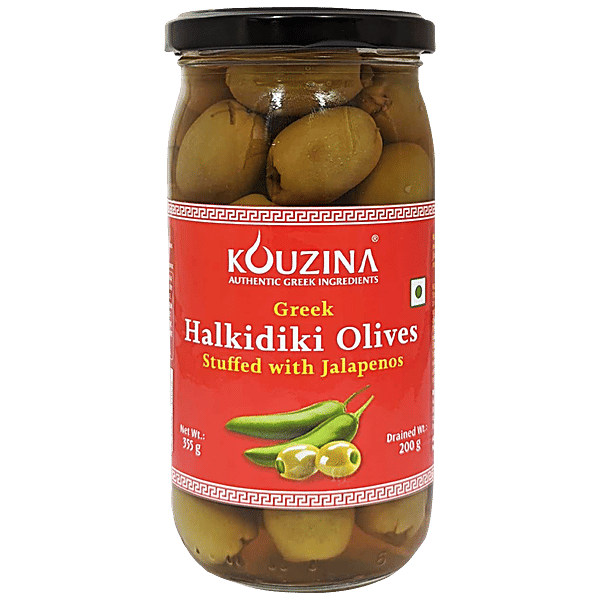 Buy Kouzina Greek Halkidiki Green Olives Stuffed With Jalapenos Online