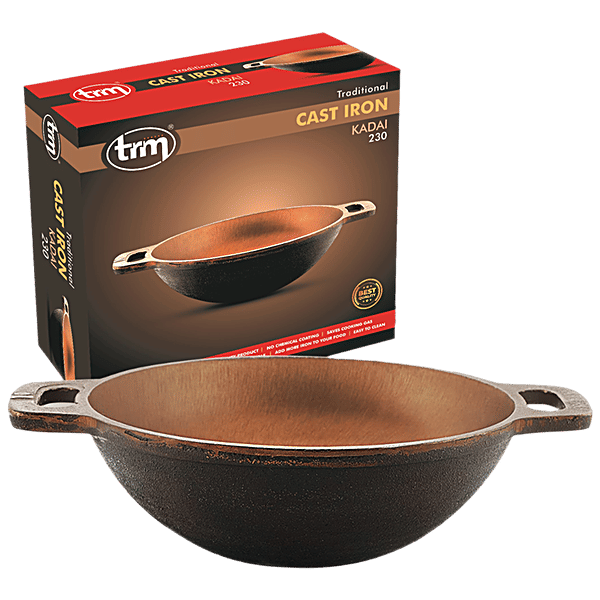 Buy Trm Cast Iron Kadai 23 cm, Round Bottom Online at Best Price of