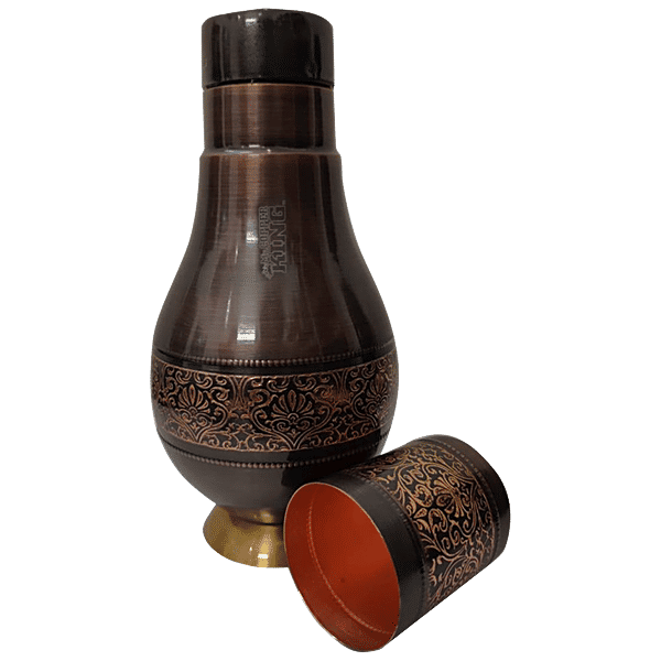 Buy Mr. Copper King Antique Engraved Pure Copper Water Jar/Surahi Matka