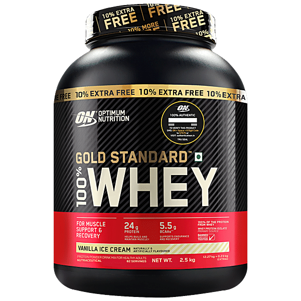 Optimum Nutrition Gold Standard 100% Whey Protein Powder, Vanilla Ice  Cream, 2 Pound (Pack of 1)