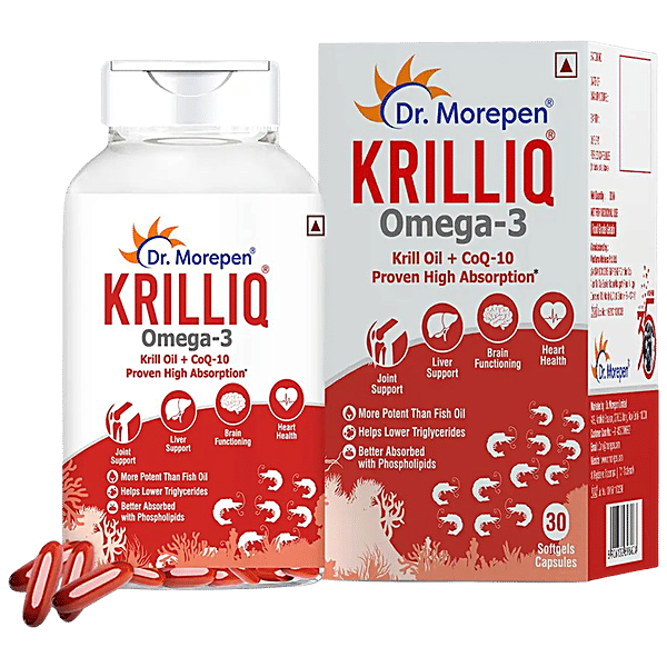 Buy Dr. Morepen Krilliq Krill Oil With Coenzyme Q10 Softgels Online at