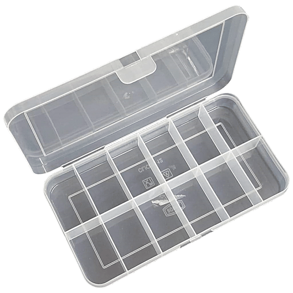 Nakoda Multipurpose Jewel & Storage Container - 12 Partition /Grid Transparent, Length 320, Width 225, Height 38 1 pc
