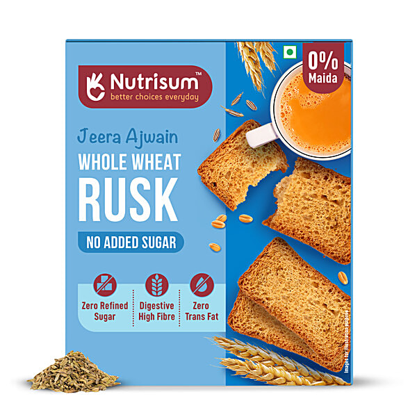 Buy Nutrisum Digestive Whole Wheat Rusk - Jeera & Ajwain Online at Best ...