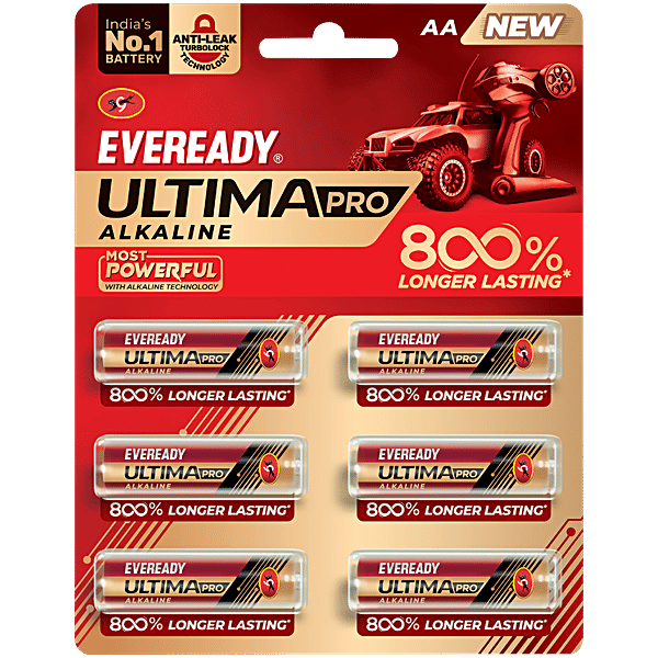 Buy Eveready Ultima Pro Alkaline AA Battery 1.5 Volt, 800 Long Lasting Online at Best Price of