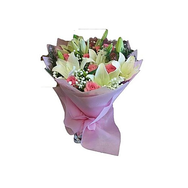 Buy Blooms and Bouquets Worli Flower Bouquet Lillies And Roses