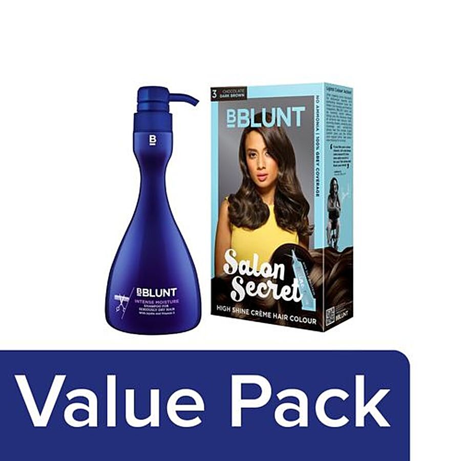 Buy Bblunt Salon Secrect Hair Color-Chocolate Dark Brown+ Shampoo (Dry Hair)  Online at Best Price of Rs 874 - bigbasket