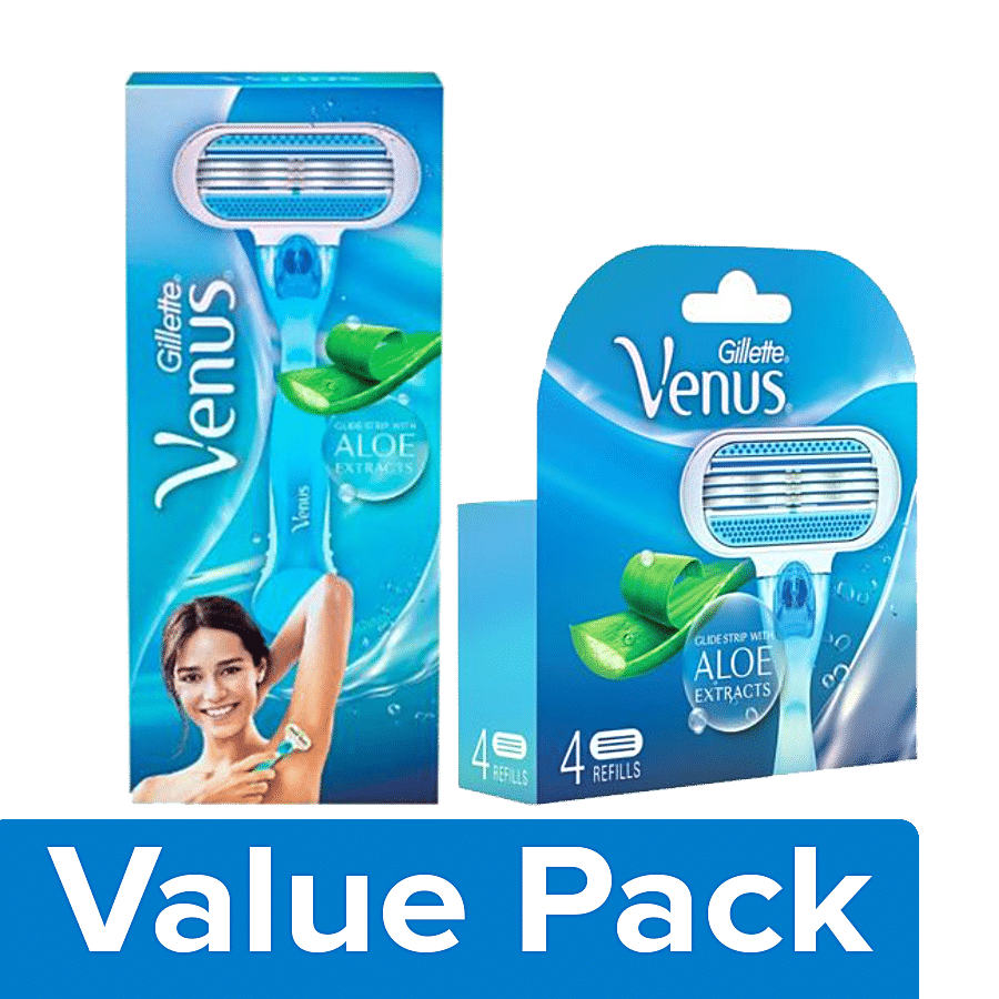 Buy Gillette Venus - Hair Removal Razor, For Women 1 pc + Razor Blades For  Women 4 pcs Online at Best Price of Rs 849 - bigbasket