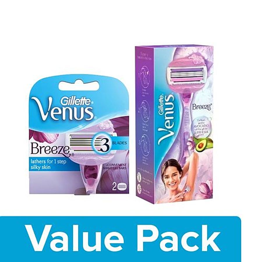 Buy Gillette Venus - Breeze Hair Removal Razor, For Women 1 pc + Breeze  Razor Blades 2 pcs Online at Best Price of Rs 624 - bigbasket