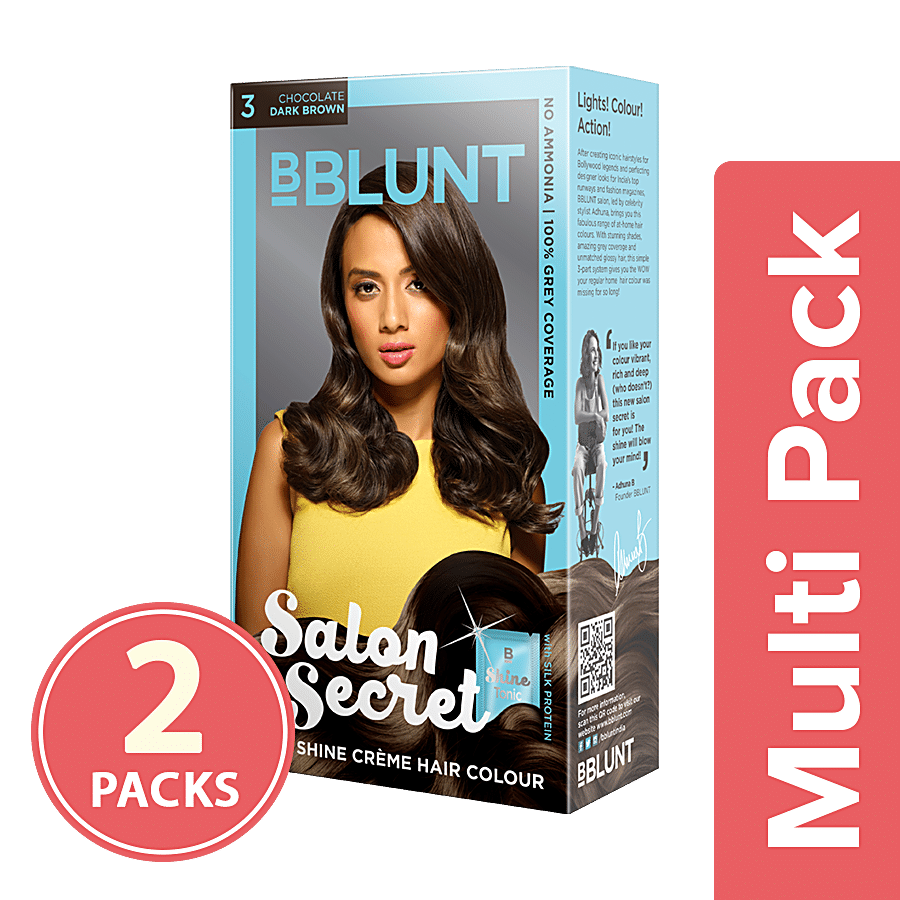 Buy Bblunt Mini Salon Secret High Shine Creme Hair Colour - Chocolate Dark  Brown 3 40 Online at Best Price of Rs 170 - bigbasket