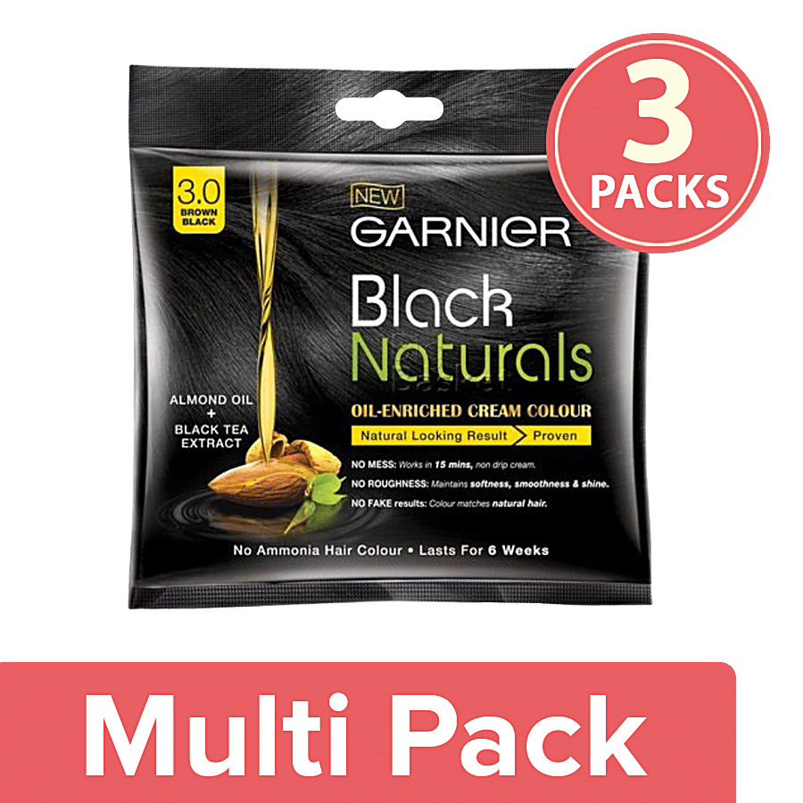 Buy Garnier Black Naturals Hair Colour Shade 3 - Brown Black 20 ml + 20 gm  Online at Best Price of Rs 126 - bigbasket