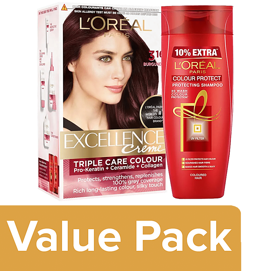 Buy Loreal Paris Excellence Creme Hair Color(72ml+100g)  Burgundy+Color  Protect Shampoo 175ml Online at Best Price of Rs 888 - bigbasket