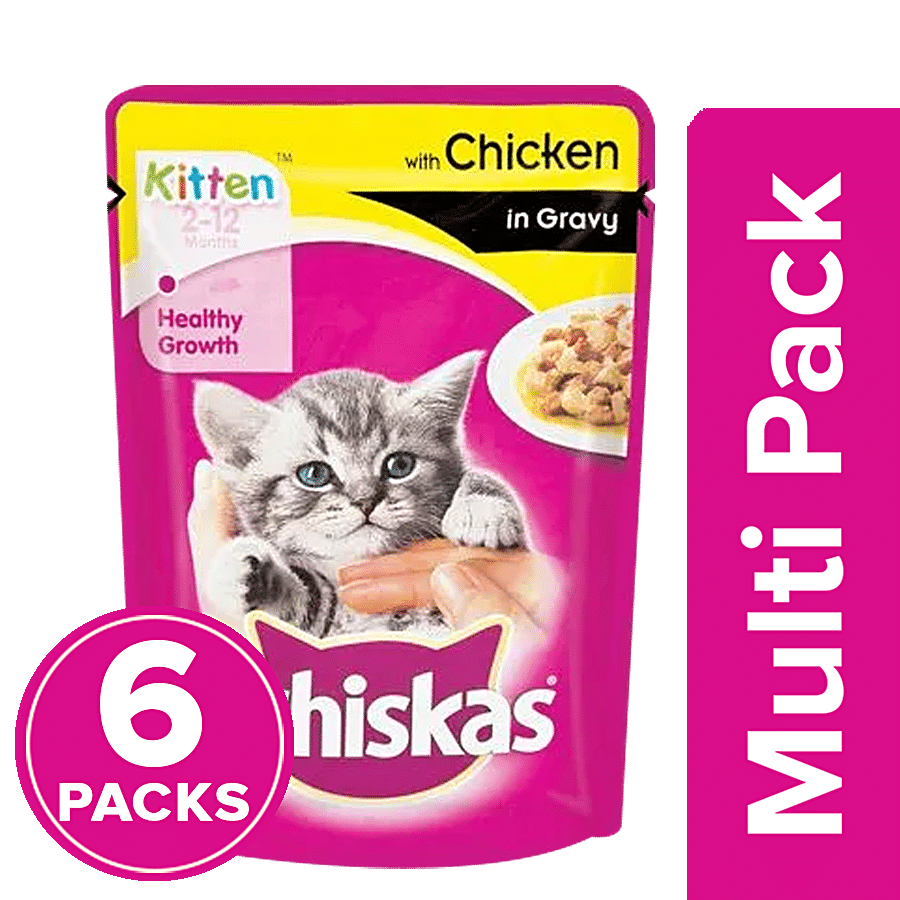 Buy Whiskas Wet Cat Food - Chicken In Gravy, For Kittens, 2-12 Months  Online at Best Price of Rs null - bigbasket