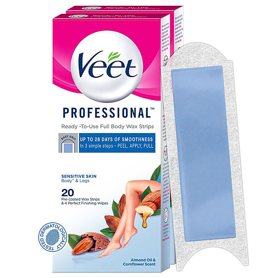 Buy Veet Professional Waxing Strips Kit for Sensitive Skin, 20 Strips Pack  of 2 Gel Wax Hair Removal for Women Up to 28 Days of Smoothness No Wax  Heater or Wax Beans