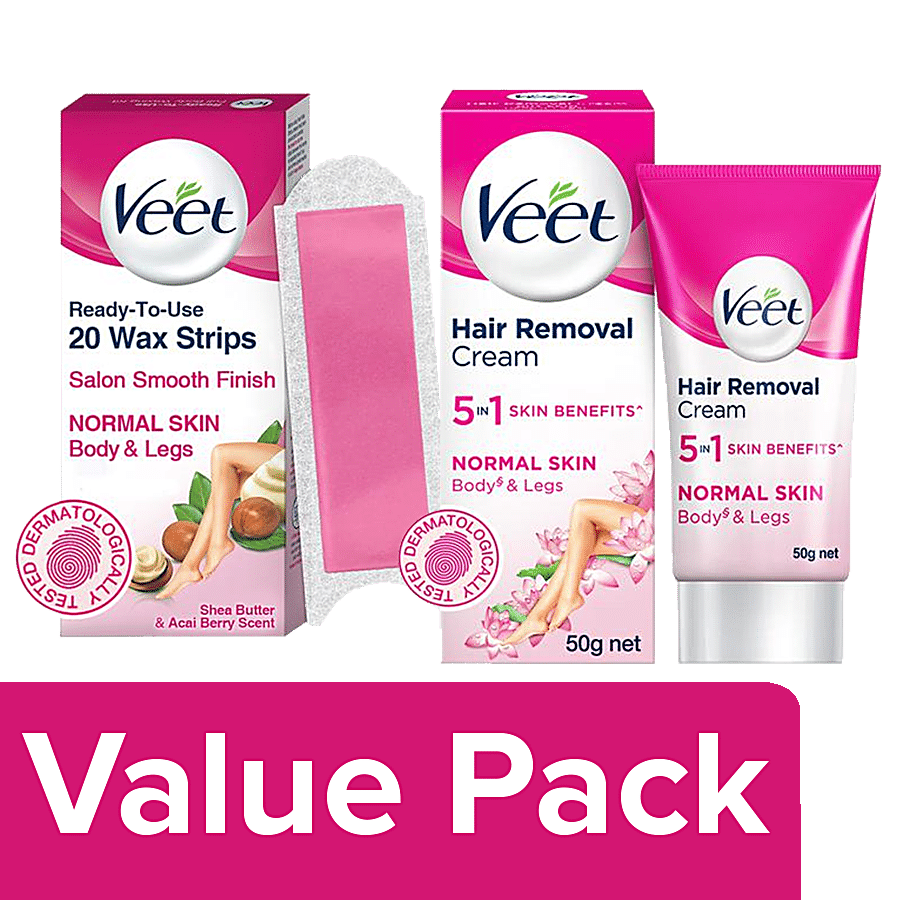Buy Veet Cream Normal 50 g + Wax Normal Full Body 20s Online at Best Price  of Rs 404 - bigbasket